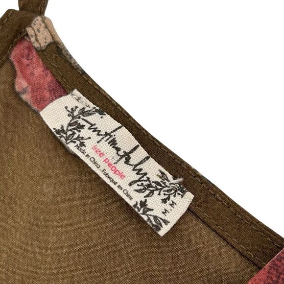 Free People olive floral cascades faux wrap strappy Slip Dress size medium - Picture 7 of 8